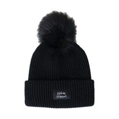 KENTUCKY Strickmütze Beanie Fur mit Kunstfell Bommel schwarz 