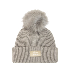 KENTUCKY Strickmütze Beanie Fur, Wintermütze, Kunstfell Bommel beige 