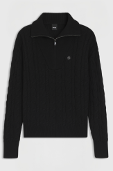 BOSS Equestrian Damen Pullover ELLA KNIT ZIP TROYER BLACK H/W 2026/2027 
