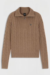 BOSS Equestrian Damen Pullover ELLA KNIT ZIP TROYER WALNUT H/W 2026/2027 