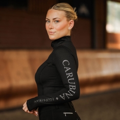 CARUBINA Damen Zipshirt CAPORTO LIMITED EDITION, SCHWARZ GLITTER 