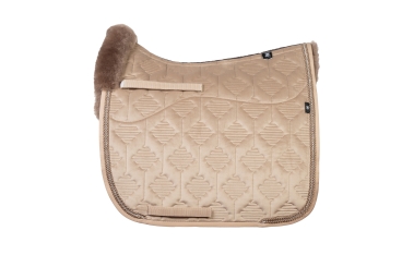 MATTES Dressur Schabracke KF25/05 Crystal Samt walnuss mit Lammfell und Rand vorne 