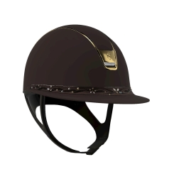 Samshield Reithelm V2 MISS PAINT 2.0 MATT BROWN, TOP SHADOWMAT BROWN, FRONTAL BAND FLOWER SWAROVSKI JEWELRY BROWN STONES MAJES, TRIM + BLAZON CHROME GOLD 