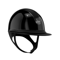 Samshield Reithelm Miss Shadow Glossy Black 2.0, Dressurausschnitt, Top Shimmer Black, Frontal Band Shimmer Black, Trim + Blazon Chrome Black 