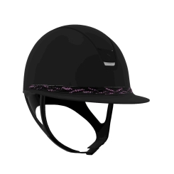 Samshield Reithelm MISS PAINT MATT BLACK 2.0, TOP SHADOWMAT BLACK FRONTAL BAND FLOWER SWAROVSKI BLACK STONES PROGRESSIVE PINK, TRIM + BLAZON MAT BLACK 