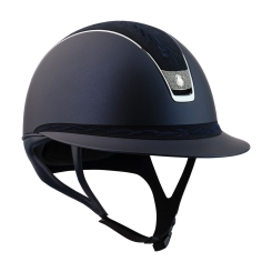 Samshield Reithelm MISS Shadow 2.0, Top+ Frontalband Flower Embroidery, Trim Chrome, Blazon Silver Crystal Fabric, BLUE 