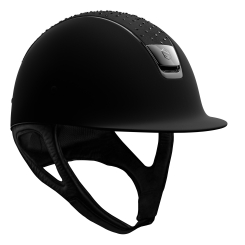 Samshield Reithelm Shadowmatt Dressage/Alcantara/Crystal comet Jetblack/Trim:Chrome/Blason:Chrome 