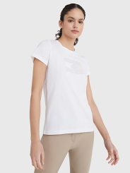 HILFIGER Damen Rundhals T-Shirt Style TH OPTIC WHITE 