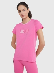 HILFIGER Damen Rundhals T-Shirt Style TH RADIANT PINK 
