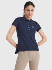 HILFIGER Damen Crystalverziertes Polo-Shirt Style TH DESERT SKY 