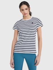 HILFIGER Damen Geripptes T-Shirt Style TH OPTIC WHITE 