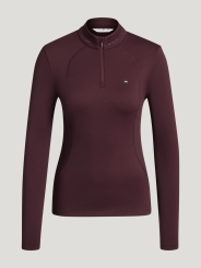 HILFIGER Damen 1/4 Zip Rhinestone Training Top CADY Deep Burgundy (HW 26) 