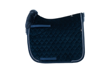 MATTES Dressurschabracke Samt mit Lammfell und Crystalkordel, Rand vorne, Evening Blue 