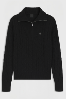 BOSS Equestrian Damen Pullover ELLA KNIT ZIP TROYER BLACK H/W 2026/2027 