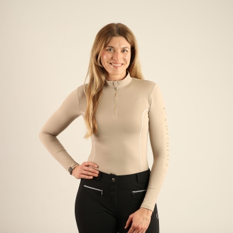 CARUBINA Damen Zipshirt CAPORTO LIMITED EDITION, STONE GOLD GLITTER 