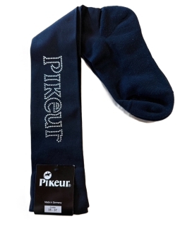 PIKEUR Kniestrumpf Schriftzug Dots, schwarz 